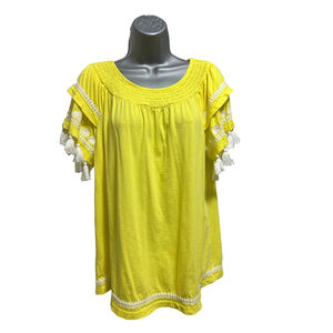 NWOT Lilly Pulitzer Nailah Embroidered Tassel Top in Lemon size large